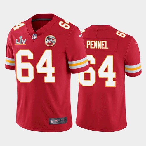 Men's Kansas City Chiefs #64 Mike Pennel Red NFL 2021 Super Bowl LV Stitched Jersey